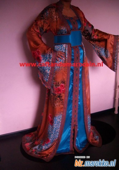 Caftan du Marocain Bruin blauwe jurk